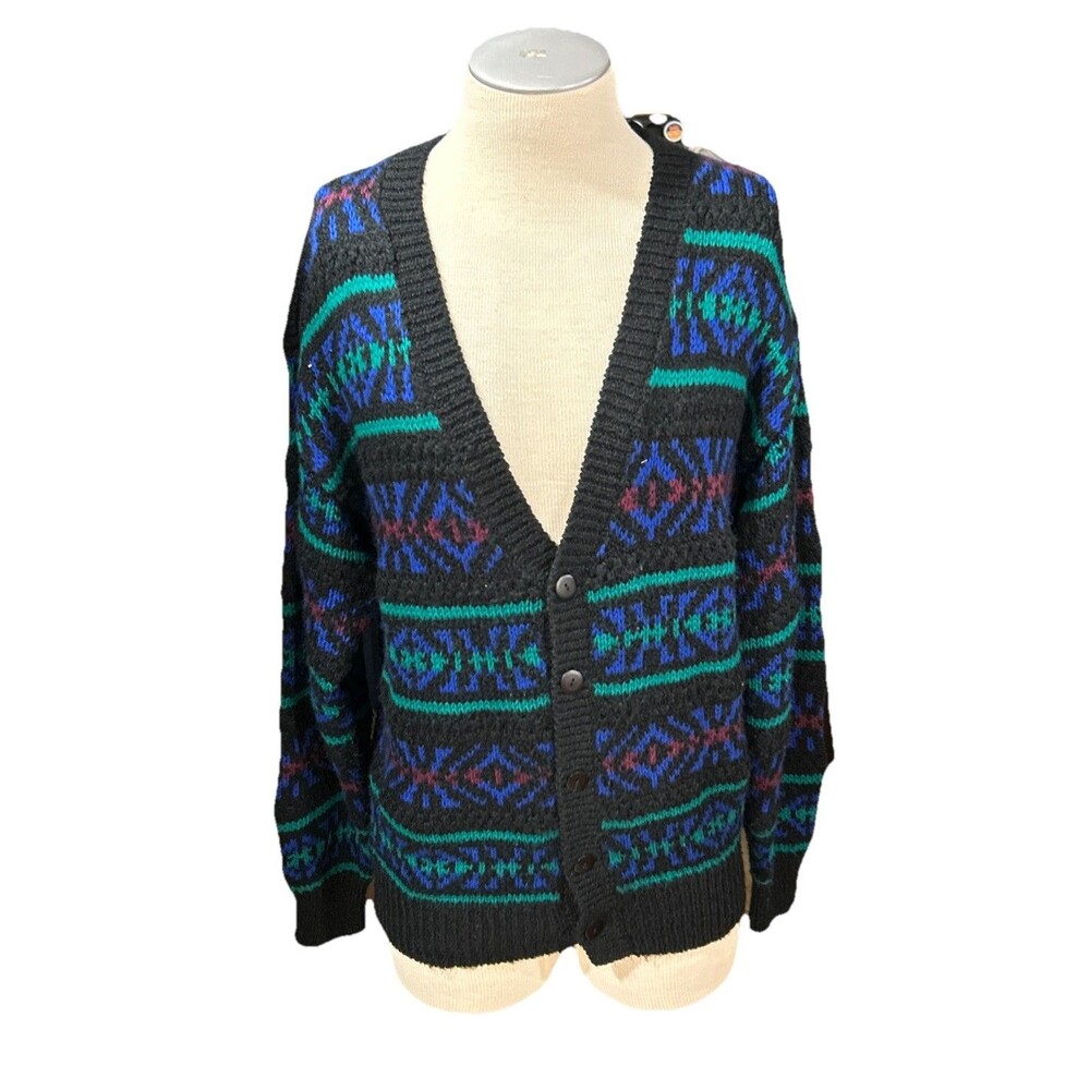 Oakton Limited Vneck Cardigan Sweater Mens Large Vintage